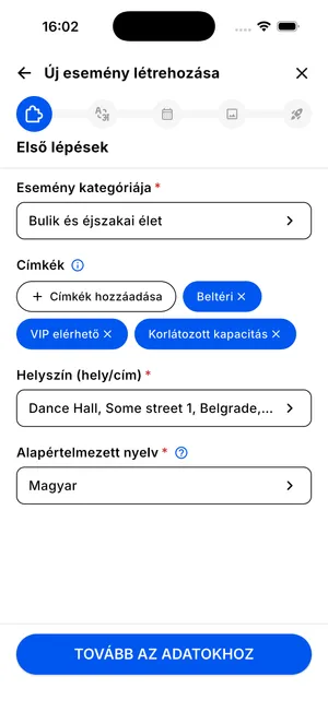 JamSpot app - create an event