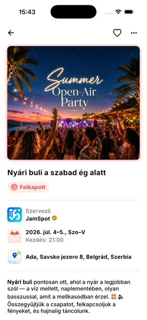 JamSpot app - event details screen