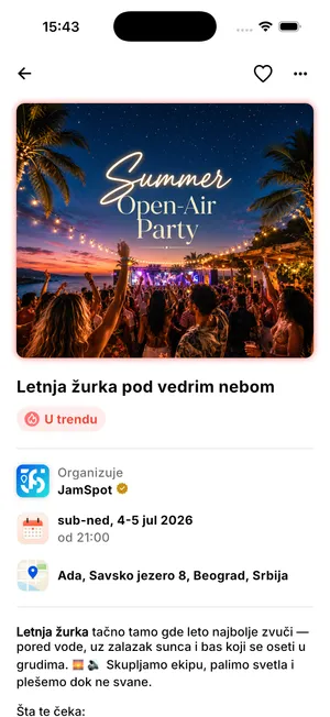 JamSpot app - event details screen